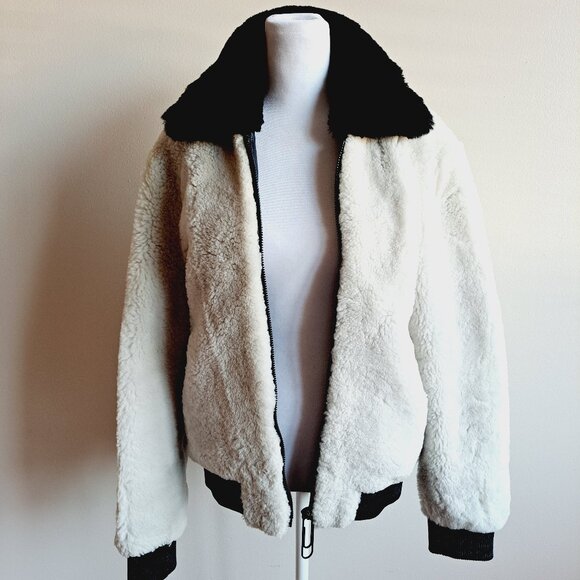 Off-White Shearling Bomber Jacket Size M - Picture 5 of 16